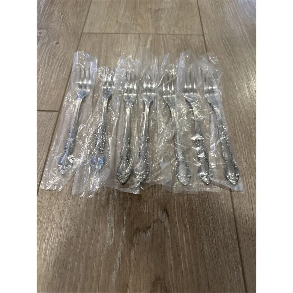 NEW Set of 7 Imperial Intl FLEURETTE Seafood Cocktail Forks‎ Stainless Steel